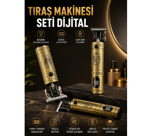RD 378 Çizik Tıraş Makinesi Seti Dijital