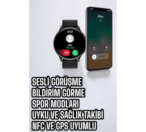 Akıllı Saat Çok Fonksiyonlu Sesli Görüşme NFC Uyumlu Amoled Ekran