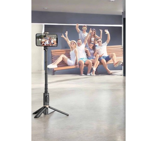 Selfie Çubuğu Tripod Kumandalı Telefon Tutucu Siyah