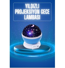 Yıldızlı Gece Lambası Mor Projeksiyon Görünümlü Masa Lambası Renk Değiştirebilen