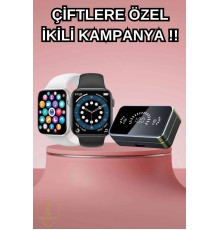 Powerbank Bluetooth Kulaklık Ve Yeni Model Akıllı Saat Seti ANC Özelliği Dokunamatik