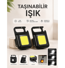 TAŞINABİLİR IŞIK 3 IŞIK MODLU USB ŞARJ ÖZEELİĞİNE SAHİP