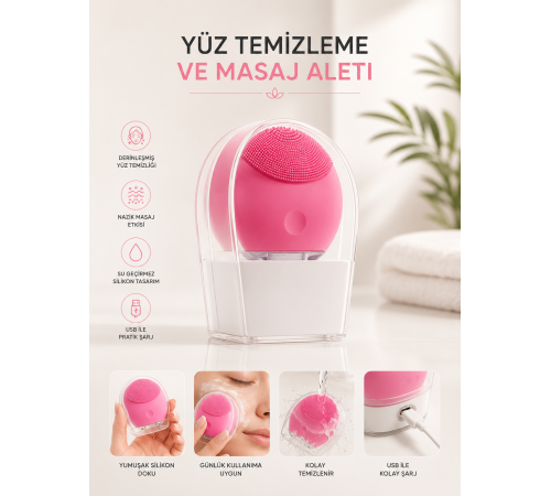 Yüz Temizleme Ve Masaj Aleti Tüm Cilt Tipleri İçin Uygun, Kan Dolaşımını Artıran