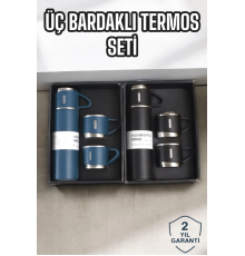Şık ve Dayanıklı 3 Bardaklı Termos Seti Uzun Süre Isı Koruma Özellikli