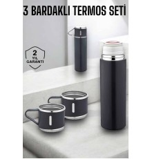 Paslanmaz Çelik 3’lü Termos Seti Vakumlu ve 8 Saat Isı Koruma