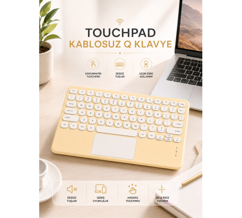 Android ve İOS Uyumlu Bluetooth Klavye Touchpad Slim Kablosuz Wifi Q Klavye