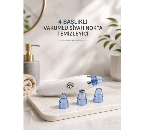 Yeni Nesil Vakumlu Pilli Siyah Nokta ve Yüz Temizleme Cihazı 4 Başlıklı