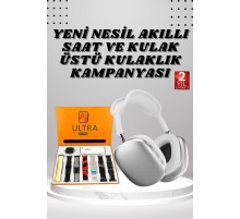 Kulak Üstü P9 Kablosuz Bluetooth Kulaklık ve 7 Kordonlu Akıllı Saat
