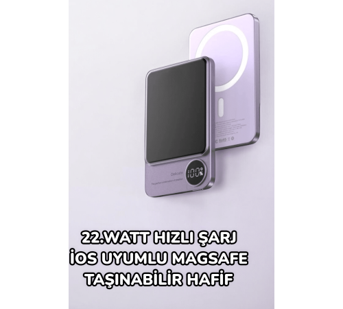 iOS Uyumlu 22.5W Hızlı Şarj Magsafe Powerbank Dijital Göstergeli 10.000 mAh