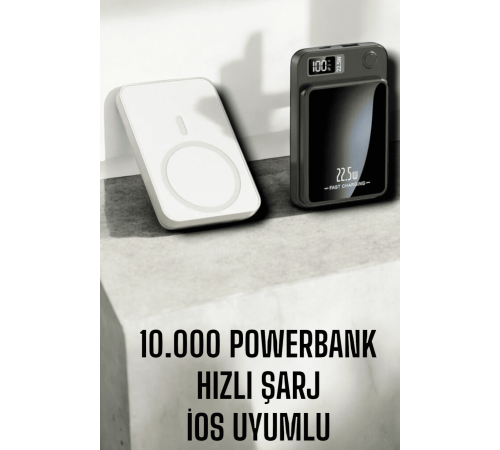 22.5W Magsafe Kablosuz Şarjlı Powerbank Dijital Ekran ve Hızlı Şarj