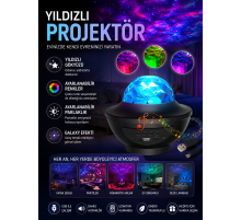 Galaxy Efektli LED Gece Lambası Projektörü Bluetooth Bağlantılı