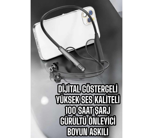 Boyun Bantlı Bluetooth Kulaklık Yüksek Ses Kaliteli 100 Saat Kulaklık