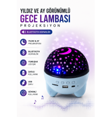 Gökyüzü Temalı Bluetooth Ve Hoparlörlü Şarjlı Çocuk Gece Lambası