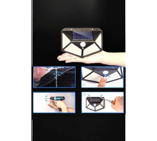 Güneş Enerjili Bahçe Aydınlatma Lambası Solar 100 Led Lamba
