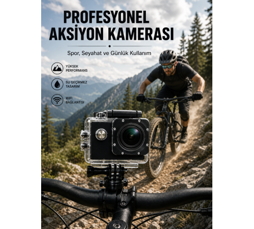 Profesyonel Video Çekimleri İçin 1080P Full HD Aksiyon Kamerası