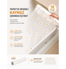 Papatya Desenli Kaymaz Dolap Ve Çekmece İçi Mat 10 Metre