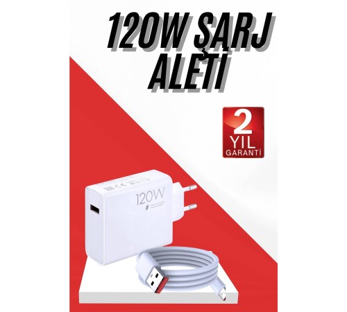 120W Şarj Aleti Hızlı Çift Turbo Şarj Aleti Seti Beyaz