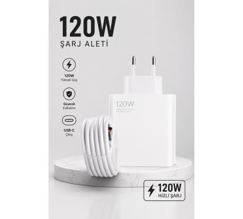 Turbo Hızlı Şarj Destekli 120W USB-C Şarj Seti