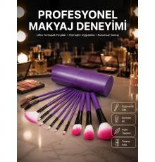 12 Parça Profesyonel Makyaj Fırçası Far Fırçası Allık Fırçası Yumuşak Kıllı