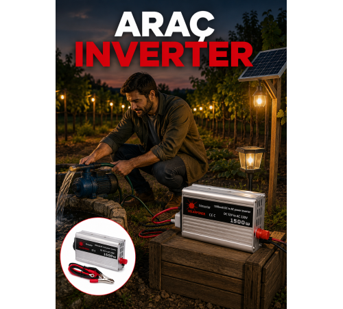 Akü Gücünü Ev Elektriğine Dönüştüren Güçlü İnvertör 1500W
