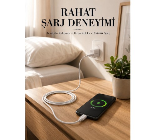 USB-A to Type-C Şarj Kablosu 2 Metre Uzun Kablo