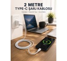 Hızlı Şarj Destekli 2 Metre Type-C Kablo