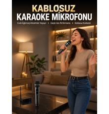 Profesyonel Kablosuz Mikrofon Seti Çift Mikrofonlu