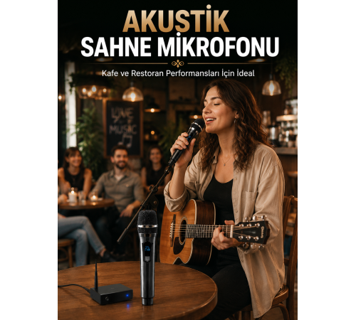 Çift Kablosuz El Mikrofonu Net Ses Kalitesi ve Dijital Gösterge
