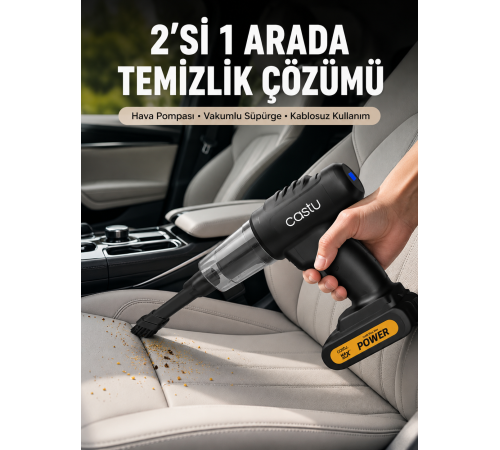 Kablosuz Araç El Süpürgesi Hava Pompası Kombinasyon