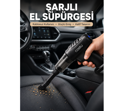 Şarjlı Araç İçi El Süpürgesi ve Hava Pompası