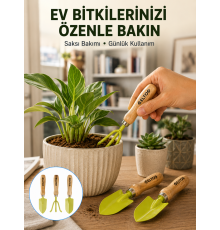Ahşap Saplı Mini Bahçe El Aleti Seti Saksı ve Çiçek Bakım Seti