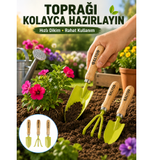 Bahçe El Aletleri Seti Toprak Düzenleme ve Dikim Aparatı