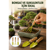 Saksı Bitkileri İçin Bahçe El Aleti Seti Ergonomik Ahşap Saplı