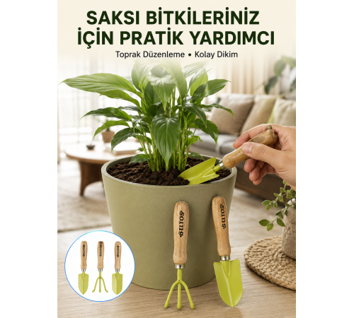 Bahçe ve Saksı Bakımı İçin Dayanıklı Mini El Aleti Seti