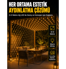 3x3 Metre Ağ LED ile Bahçenize Sıcak ve Şık Aydınlatma