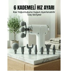 Profesyonel Kas Gevşetici Masaj Tabancası 8 Değiştirilebilir Başlıklı Kablosuz Masaj Cihazı