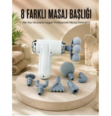 Çok Fonksiyonlu Masaj Tabancası Spor Sonrası Kas Rahatlatıcı 8 Başlıklı Masaj Cihazı