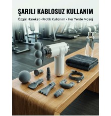 Taşınabilir Şarjlı Kas Masaj Tabancası Derin Doku Masajı İçin 8 Başlıklı Profesyonel Cihaz