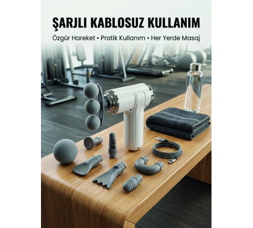 Taşınabilir Şarjlı Kas Masaj Tabancası Derin Doku Masajı İçin 8 Başlıklı Profesyonel Cihaz