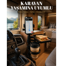 Araç İçi Telefon Tutucu ve Bardaklık Organizeri Çok Amaçlı Tasarım