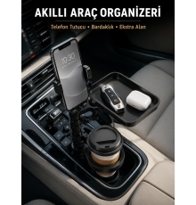 Araç Konsolu İçin Telefon Tutuculu Bardaklık Düzenleyici