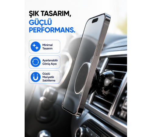 Manyetik Araç İçi Telefon Tutucu Güçlü Mıknatıslı