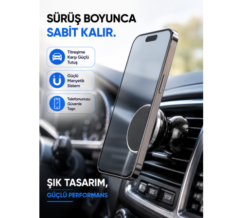 Mıknatıslı Araç İçi Telefon Tutucu Havalandırma Izgarasına Takımına Uygun
