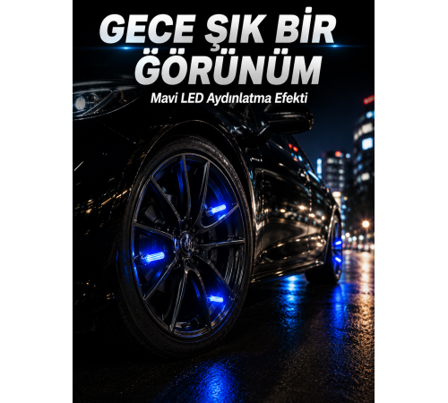 Araç Sibop Işığı 4'lü Set Otomatik Yanan LED Lastik Aksesuarı