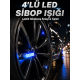4'lü Araç Sibop LED Işığı Otomatik Açılan Lastik Işığı Seti