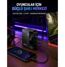 4 Girişli Hızlı Şarj Destekli Masaüstü Şarj İstasyonu