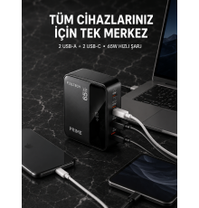 4 Portlu GaN Masaüstü Hızlı Şarj İstasyonu