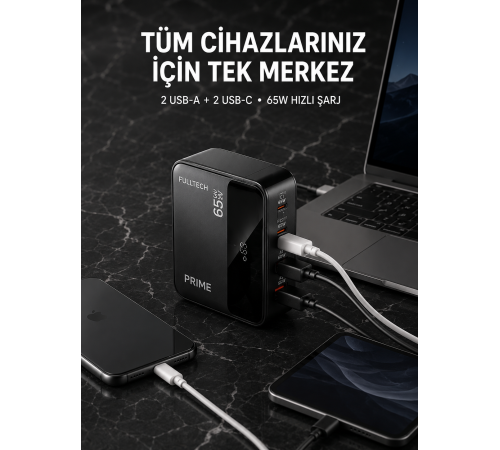 4 Portlu GaN Masaüstü Hızlı Şarj İstasyonu
