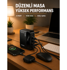 USB-A ve USB-C Girişli Çoklu Şarj Cihazı