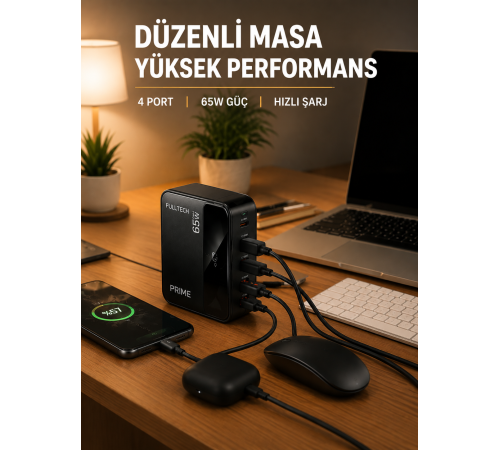 USB-A ve USB-C Girişli Çoklu Şarj Cihazı